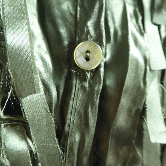 SIMON CHANG Stunning Emerald Green Creased Button Blouse - Picture 6 of 8